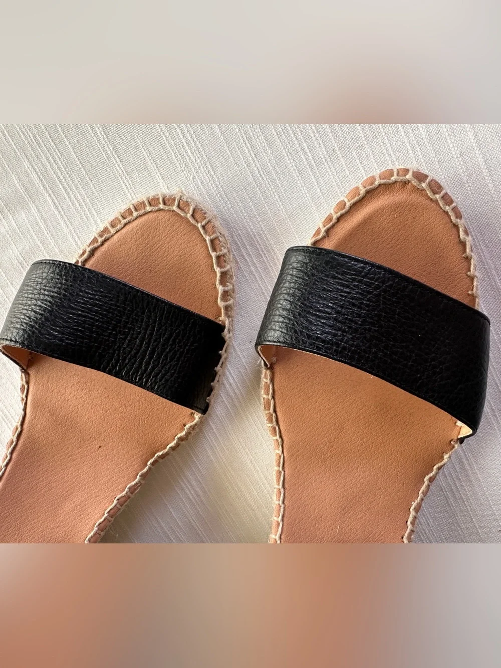 Maypol Black Pebbled Leather Studded Espadrille Wedge Sandals NWOB 42